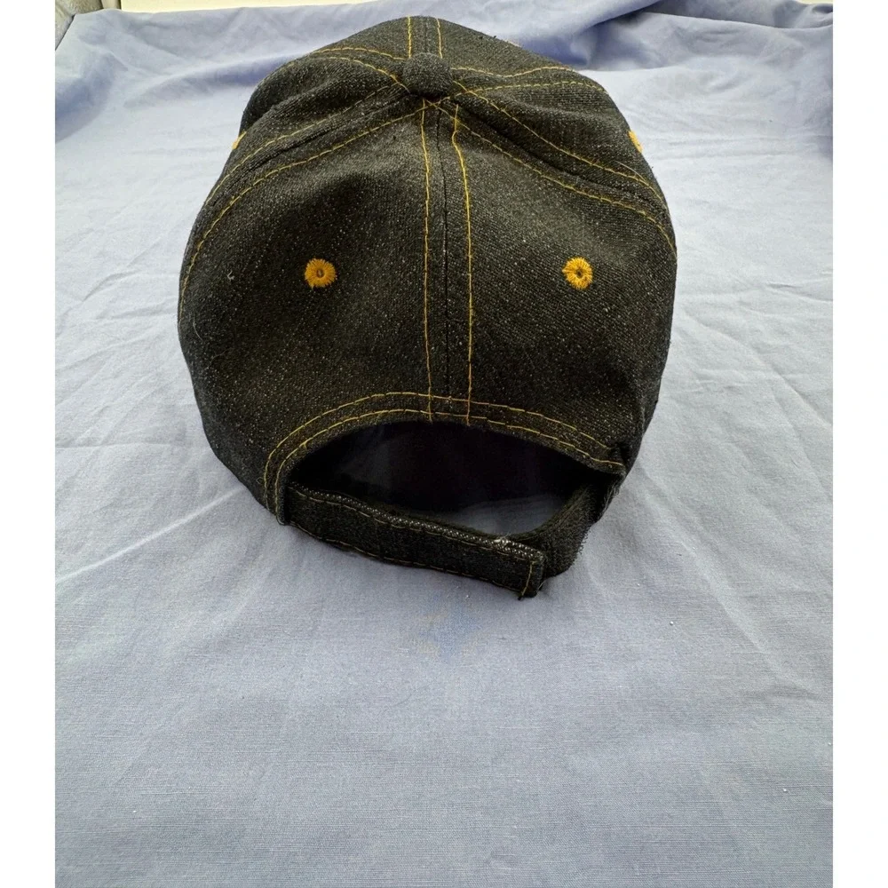 Texas Denim Baseball Hat Gold Contrast Stitching Faux Leather Patch Souvenir Cap